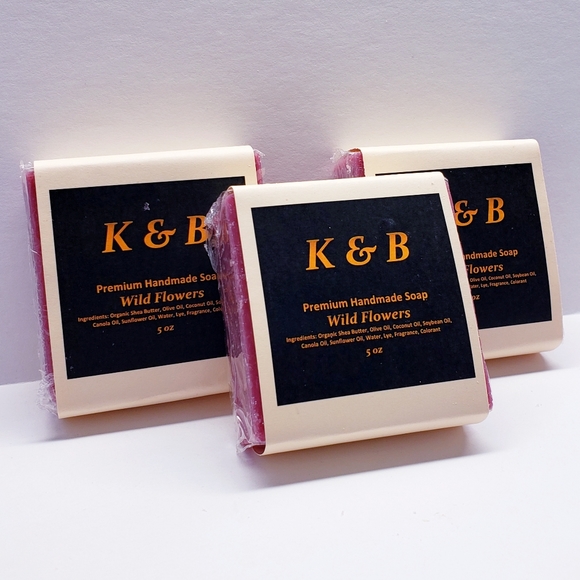 WILD FLOWERS Premium Handmade Natural Body Bar Soap, 5 oz (3 pack) - Picture 4 of 6